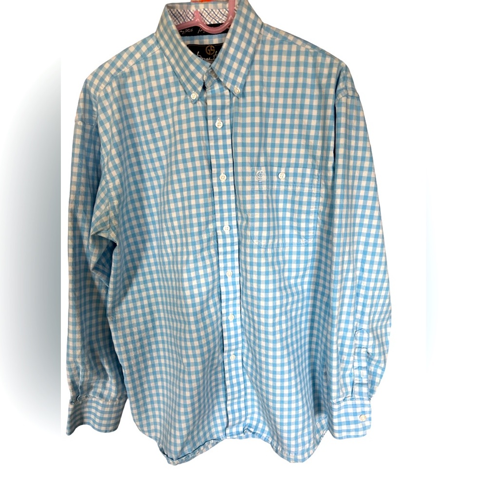 Wrangler Men’s George Strait Blue/White Check Western Button Up Shirt Size Large